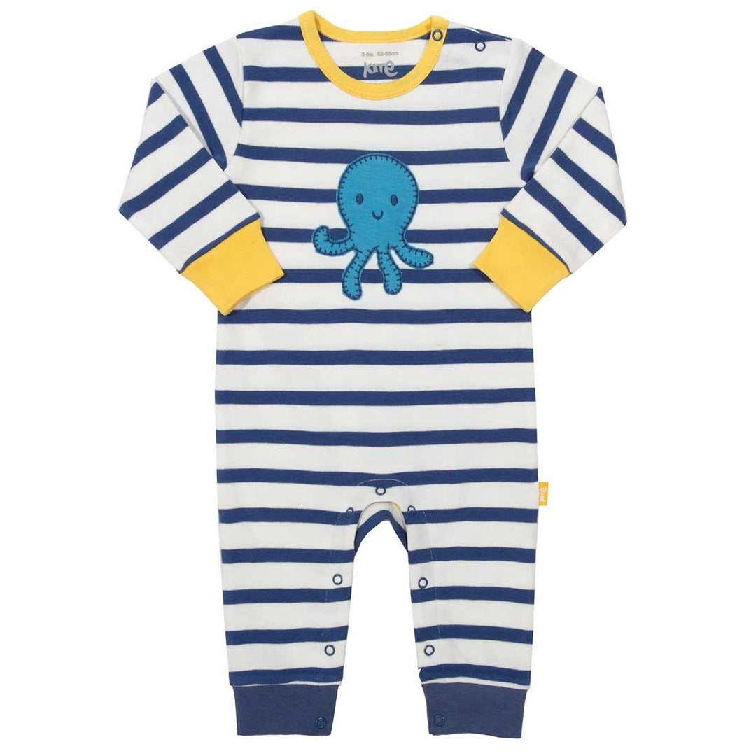 Kite eco-friendly GOTS certified organic cotton octopus blue stripped romper main