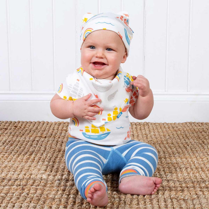 Kite eco-friendly GOTS certified organic cotton ship ahoy bodysuit being worn