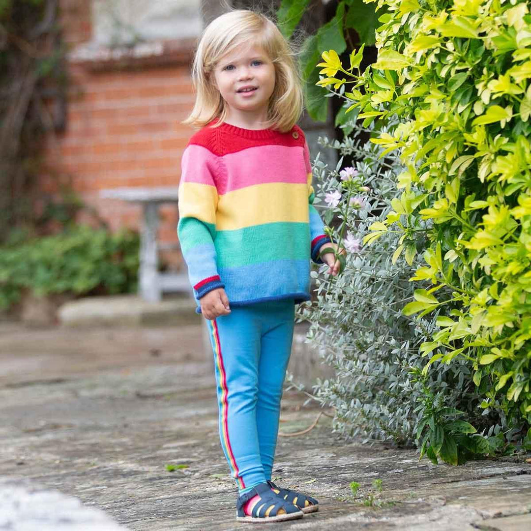 Kite GOTS Organic Cotton Side Stripe Leggings with Nappy Panel Being Worn Picture