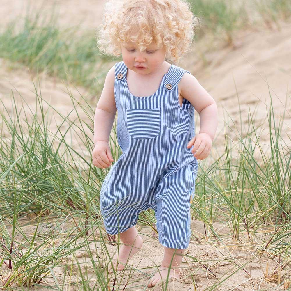 Kite Clothing GOTS Organic Cotton Ticking Dungarees Being Worn Picture