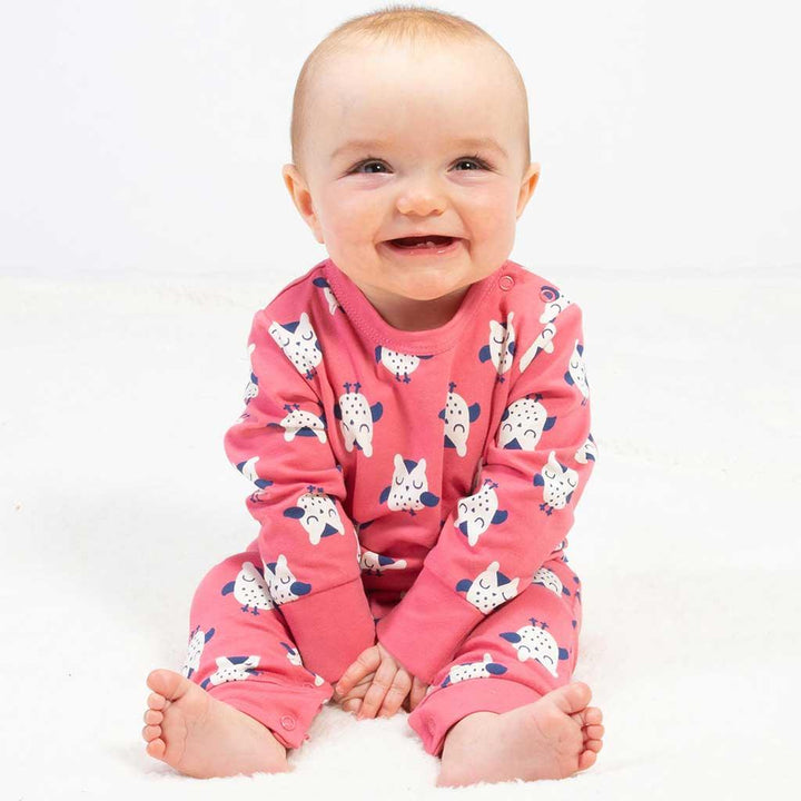 Kite Clothing GOTS Organic Cotton Owl Romper Being Worn Picture