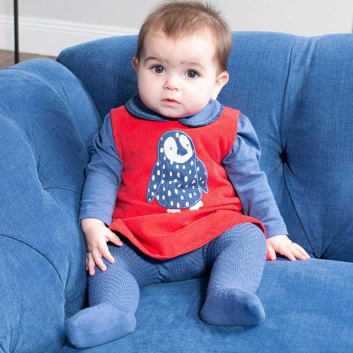 Kite Clothing GOTS Organic Cotton Penguin Reversible Dress Being Worn Picture