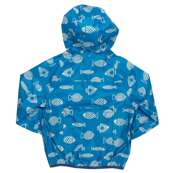 Kite Clothing Recycled Polyester Puddlepack Rain Jacket in Blue Back Picture