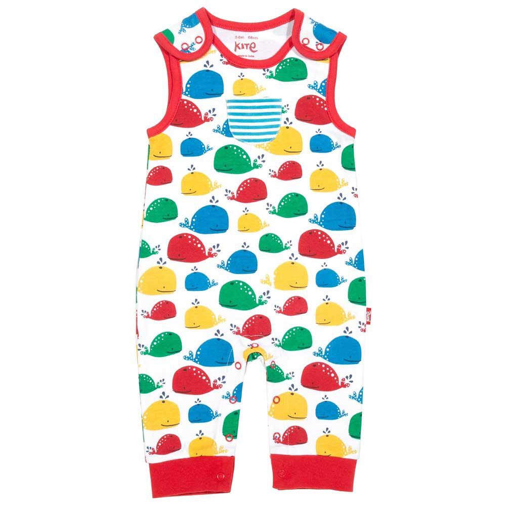 Kite Clothing GOTS Organic Cotton Rainbow Whale Dungarees Front Picture