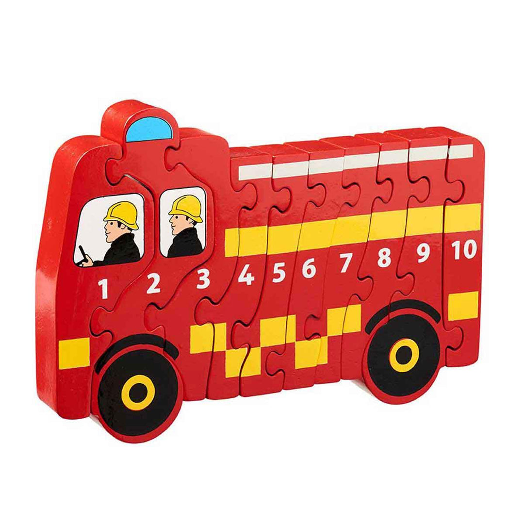 Lanka Kade Natural Wooden Red Fire Engine 1 to 10 Jigsaw Puzzle Main Picture