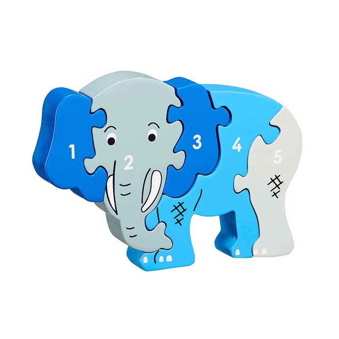 Lanka Kade Natural Wooden Blue Elephant 1 to 5 Jigsaw Puzzle Main Picture