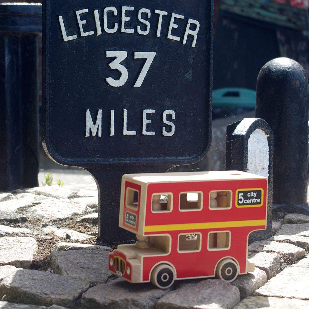 Lanka Kade Natural Wooden Red City Bus Play Set Outside Picture