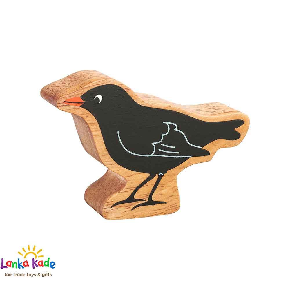 Lanka Kade Natural Wooden Colourful Black Blackbird Countryside Animal Figure