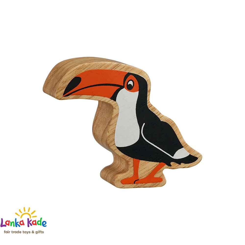 Lanka Kade Natural Wooden Colourful Black and Orange Toucan World Animal Figure