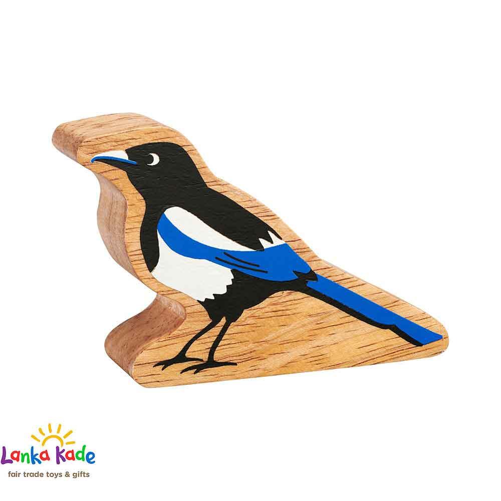 Lanka Kade Natural Wooden Colourful Black & White Magpie Countryside Animal Figure