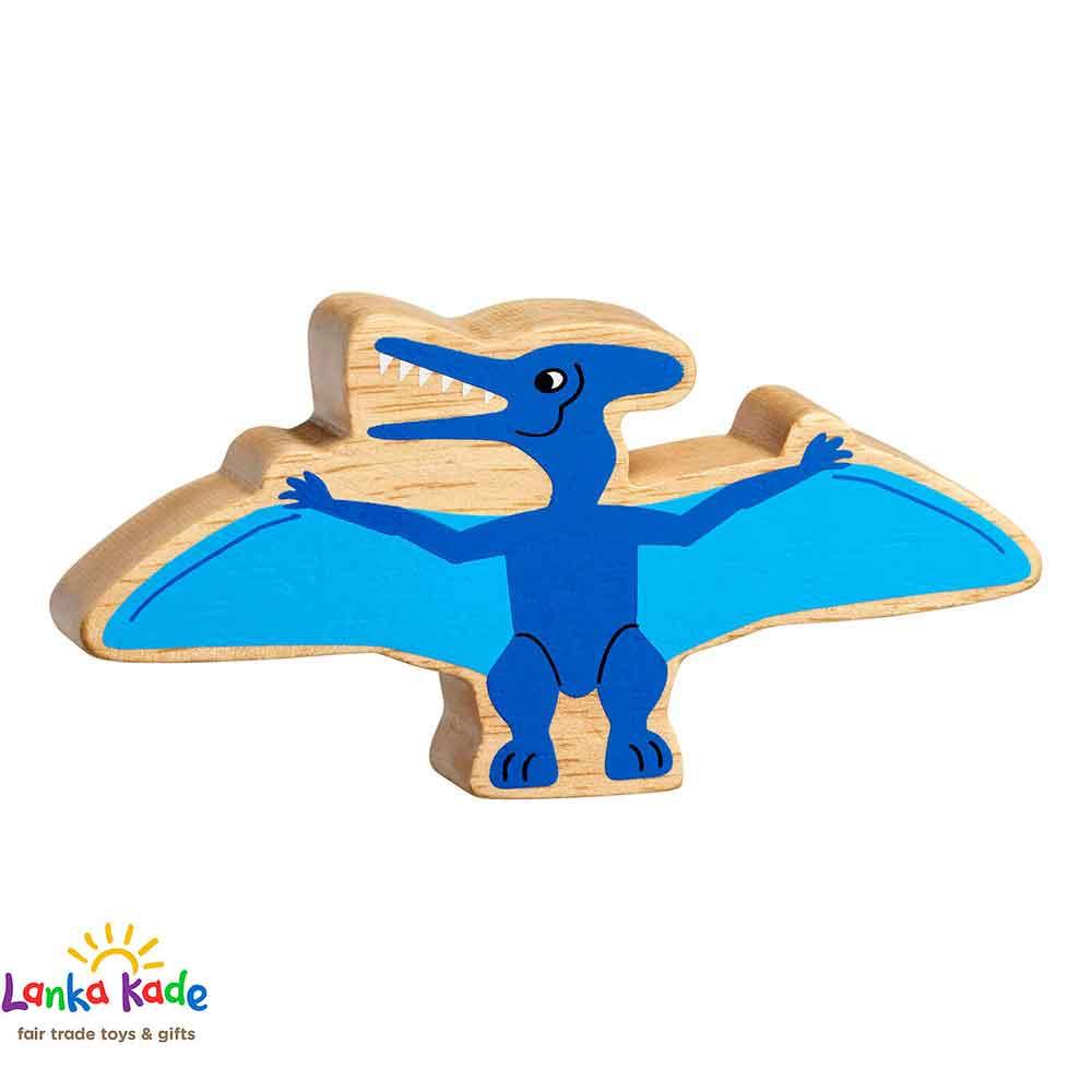 Lanka Kade Natural Wooden Colourful Blue Pteranodon Dinosaur Animal Figure