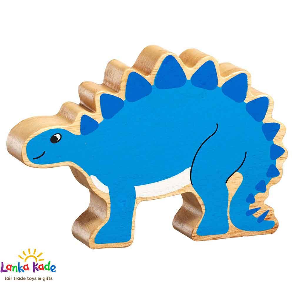 Lanka Kade Natural Wooden Colourful Blue Stegosaurus Dinosaur Figure