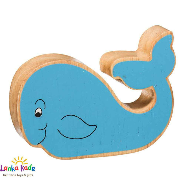 Lanka Kade Natural Wooden Colourful Blue Whale Sealife Figure