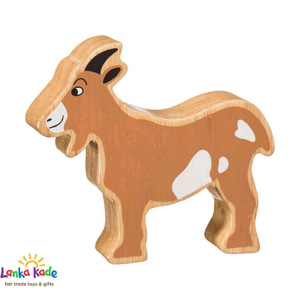 Lanka Kade Natural Wooden Colourful Brown Goat Farm Animal Figure