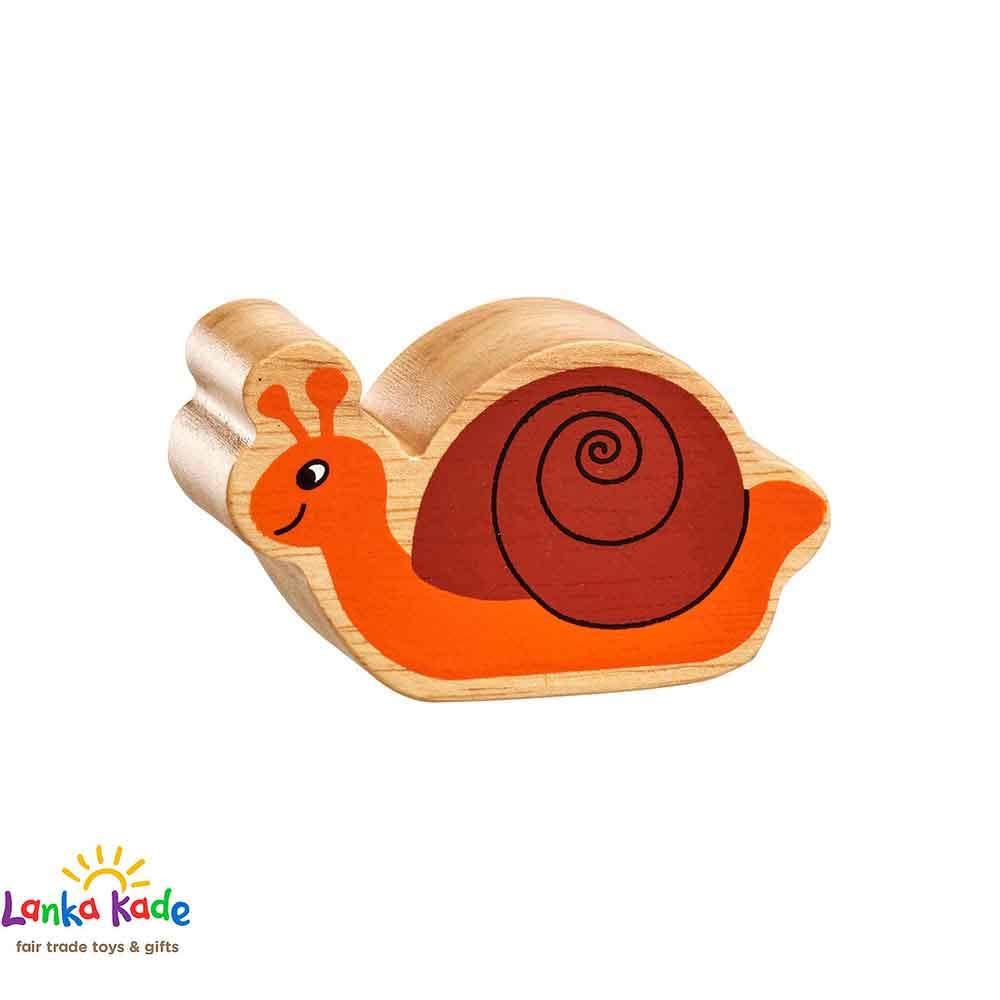 Lanka Kade Natural Wooden Colourful Brown & Orange Snail Insect Animal Figure