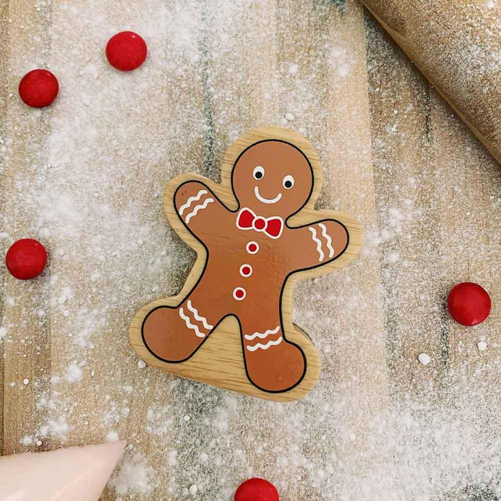 Lanka Kade Natural Wooden Colourful Gingerbread Man Christmas Figure Festive Picture