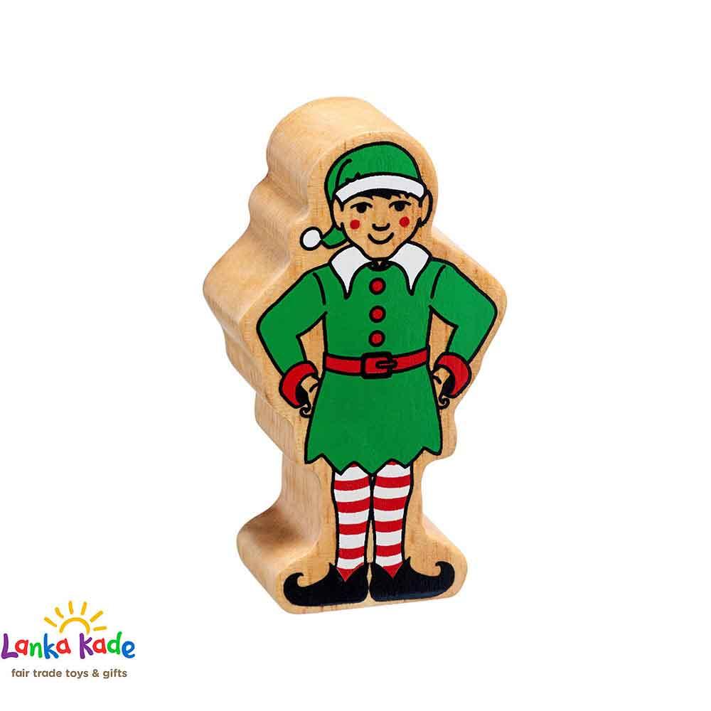 Lanka Kade Natural Wooden Colourful Green Elf Christmas Figure Main Picture