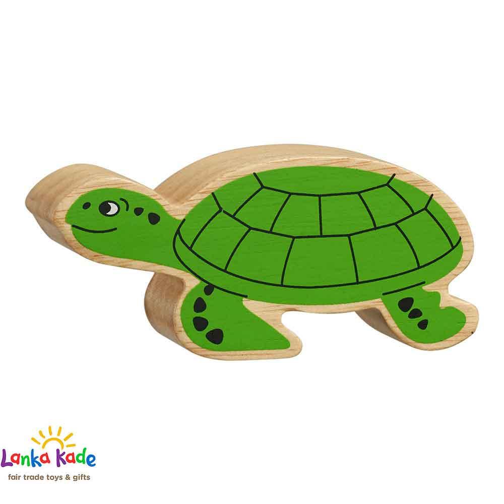 Lanka Kade Natural Wooden Colourful Green Turtle Sealife Figure