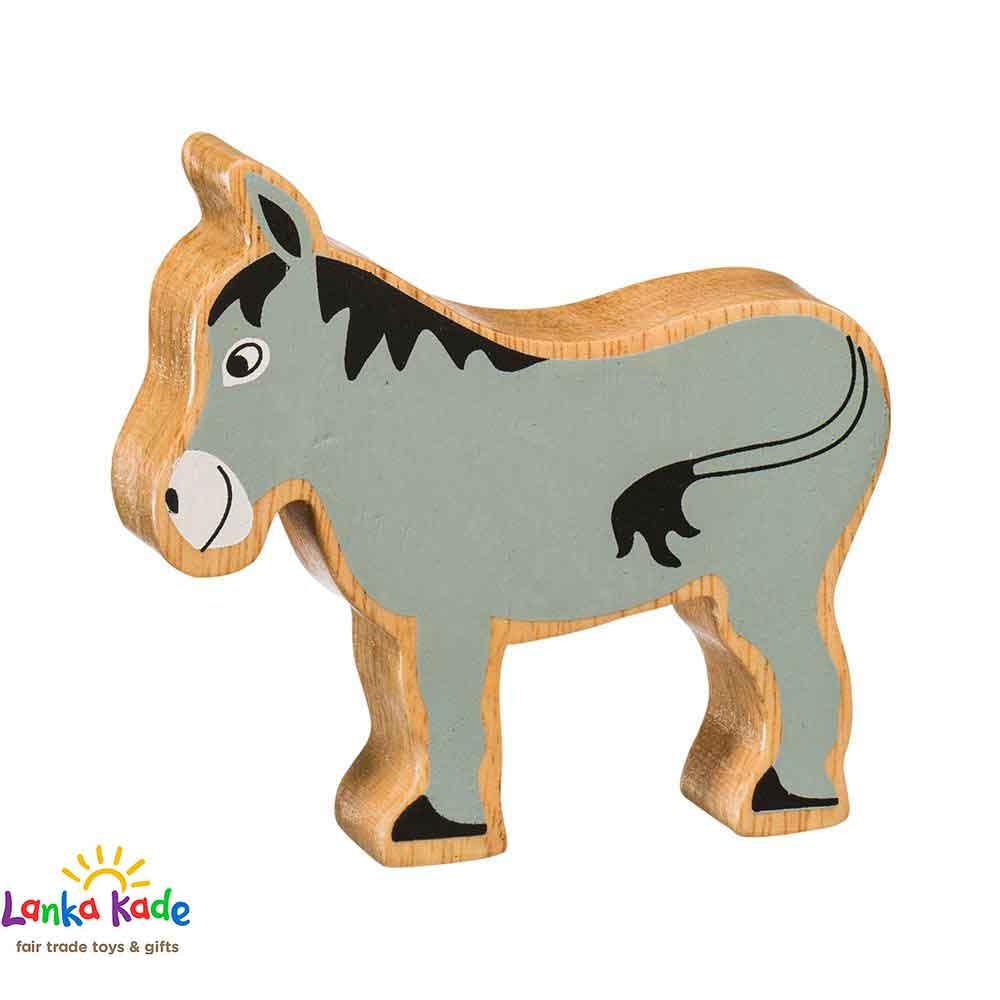 Lanka Kade Natural Wooden Colourful Grey Donkey Farm Animal Figure