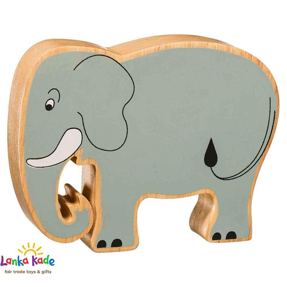 Lanka Kade Natural Wooden Colourful Grey Elephant World Animal Figure