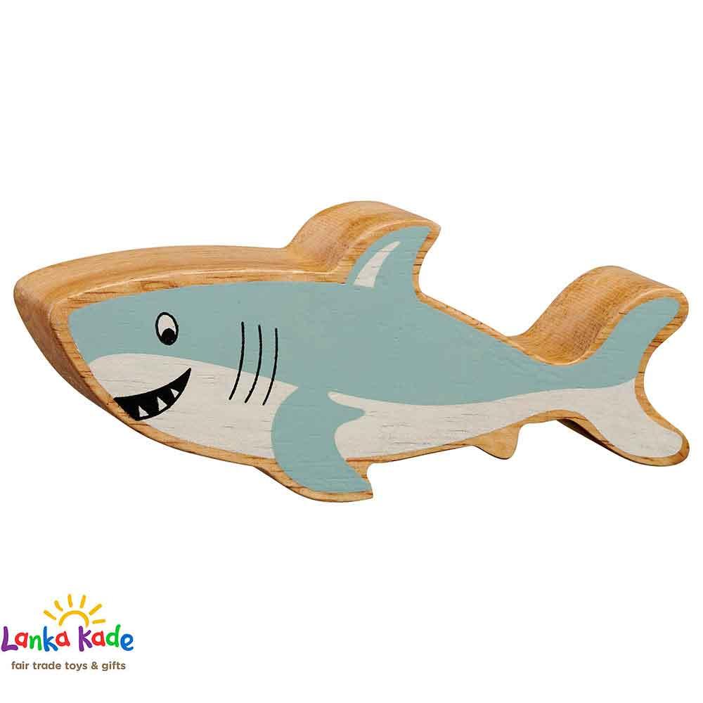 Lanka Kade Natural Wooden Colourful Grey Shark Sealife Figure