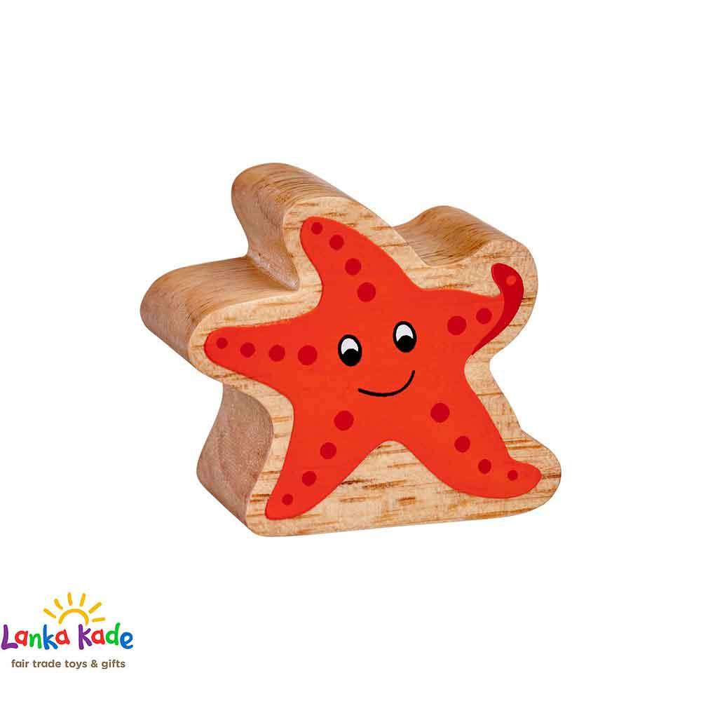 Lanka Kade Natural Wooden Colourful Orange Starfish Sealife Figure