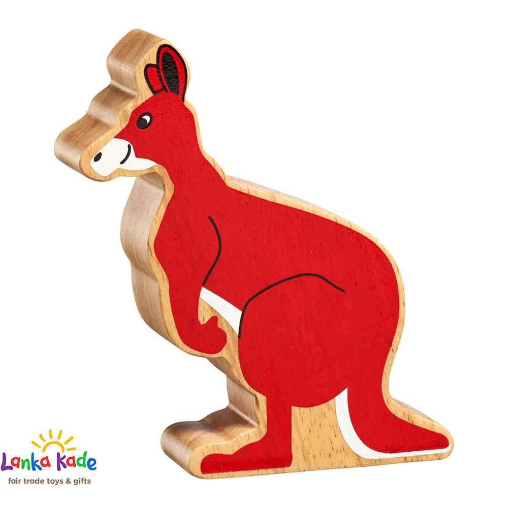 Lanka Kade Natural Wooden Colourful Red Kangaroo World Animal Figure