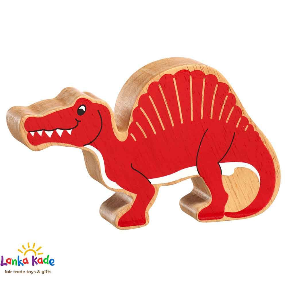 Lanka Kade Natural Wooden Colourful Red Spinosaurus Dinosaur Figure