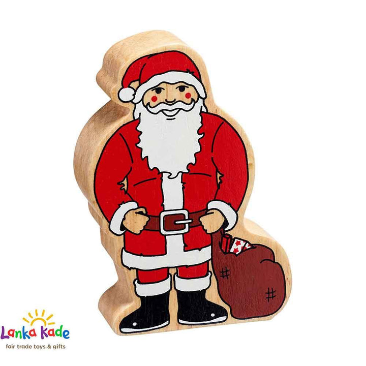 Lanka Kade Natural Wooden Colourful Red & White Father Christmas Figure Main Picture