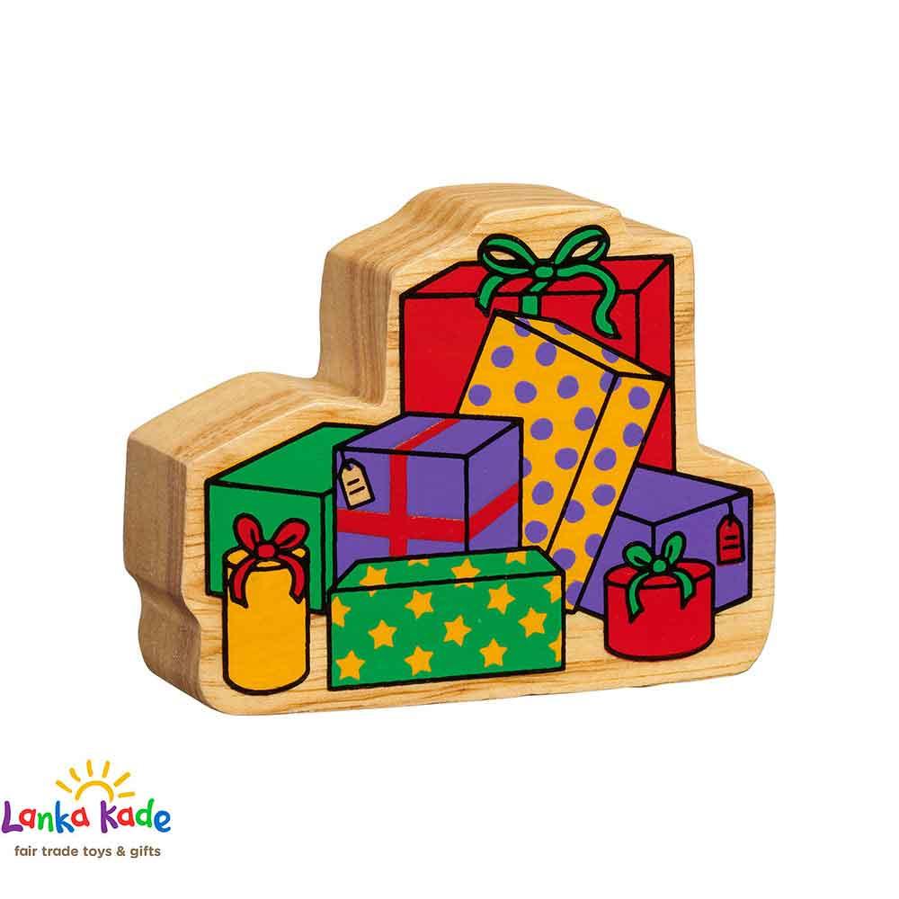 Lanka Kade Natural Wooden Colourful Stack of Presents Christmas Figure Main Picture