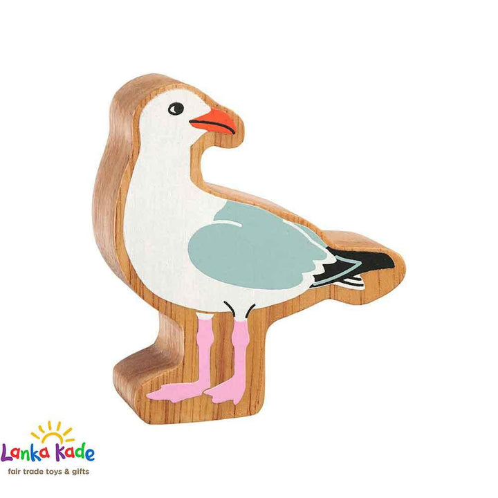 Lanka Kade Natural Wooden Colourful White Seagull Sealife Animal Figure