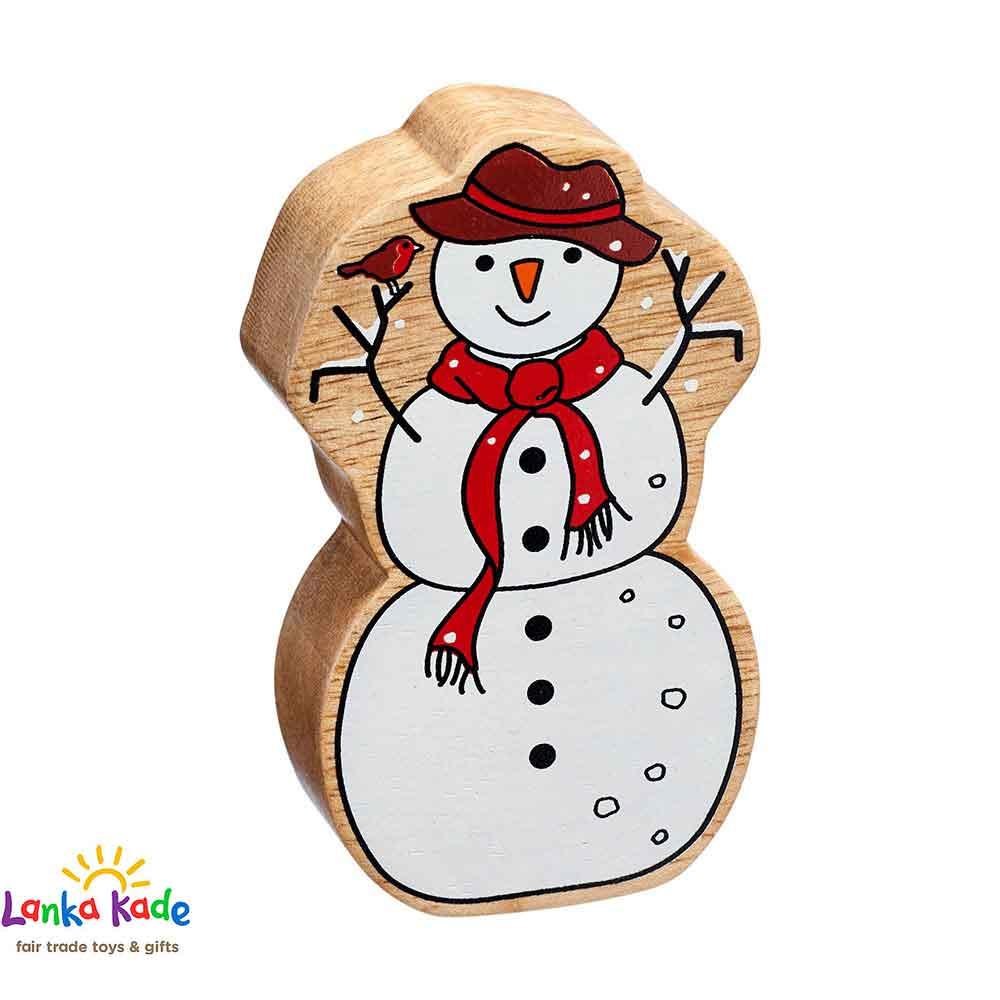 Lanka Kade Natural Wooden Colourful White Snowman Christmas Figure Main Picture