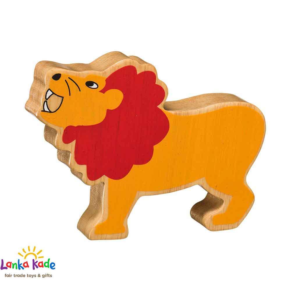 Lanka Kade Natural Wooden Colourful Yellow Lion World Animal Figure