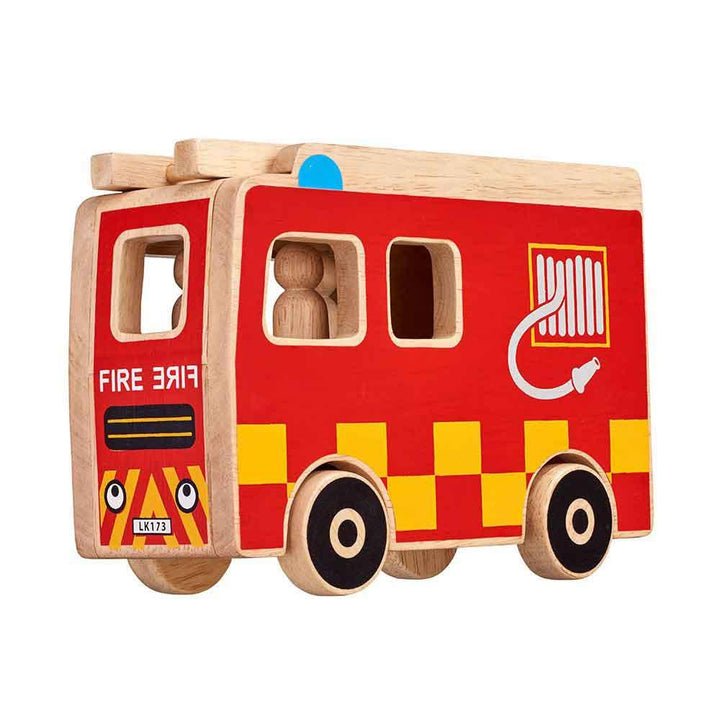 Lanka Kade Natural Wooden Red Fire Engine Playset Main Picture