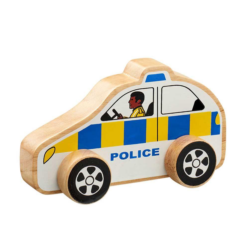 Lanka Kade Natural Wooden White and Blue Police Car Main Picture