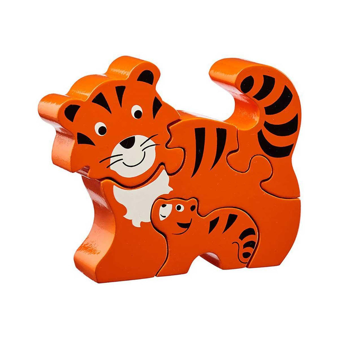 Lanka Kade Natural Wooden Orange Tiger and Cub Simple Jigsaw Puzzle Main Picture