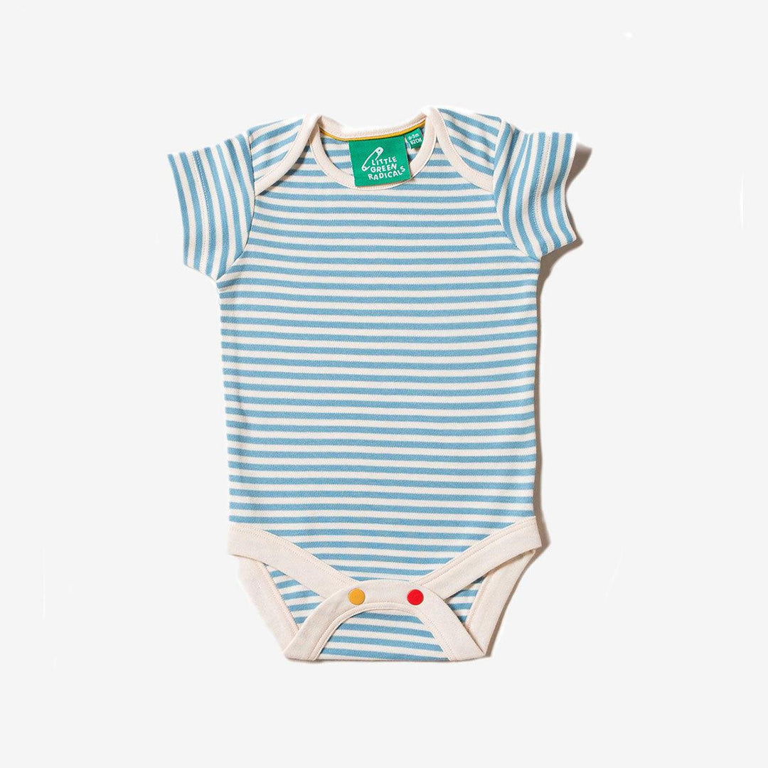 Little Green Radicals Fair Trade Organic Cotton Adventure Island Baby Body Blue Stripe Picture