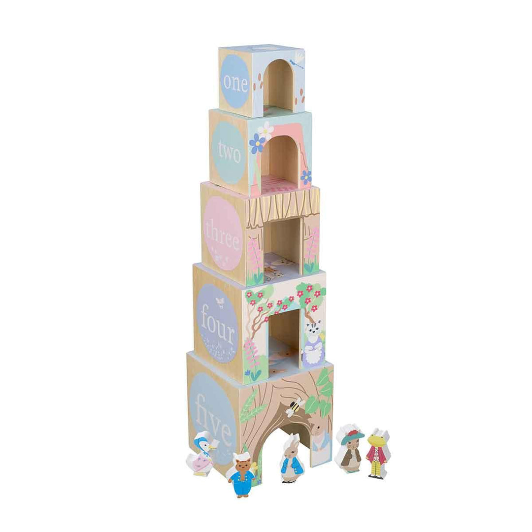 Orange Tree Toys Wooden Peter Rabbit Stacking Cubes Vertical Stacked Side Picture