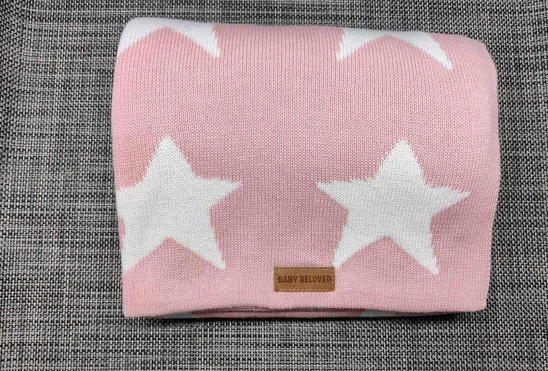 Baby Beloved 100% GOTS Organic Cotton Pink Star Blanket Main Picture