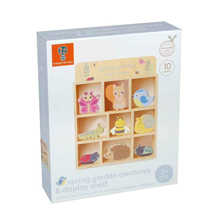 Orange Tree Toys Wooden Spring Garden Creatures and Shelf Box Front Picture