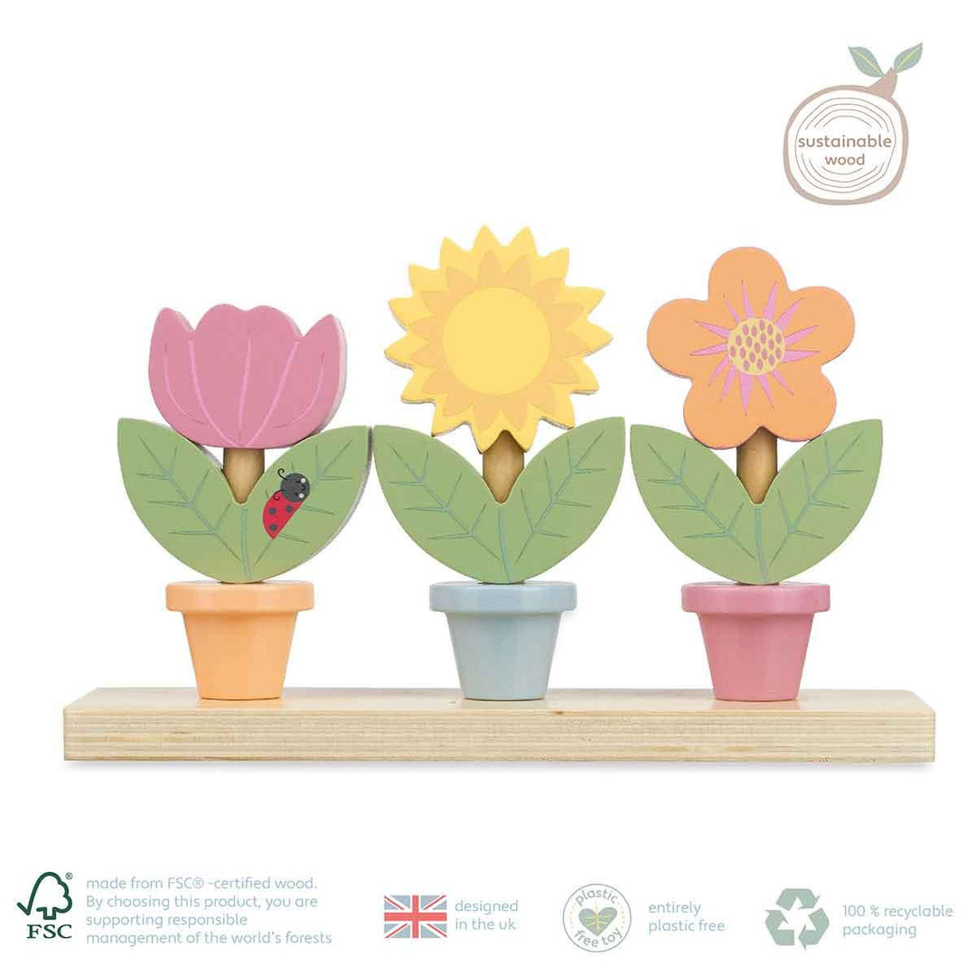 Orange Tree Toys Wooden Stacking Flower Pots Details Picture