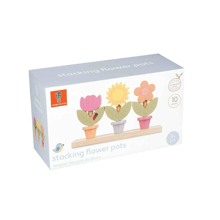 Orange Tree Toys Wooden Stacking Flower Pots Box Front Picture