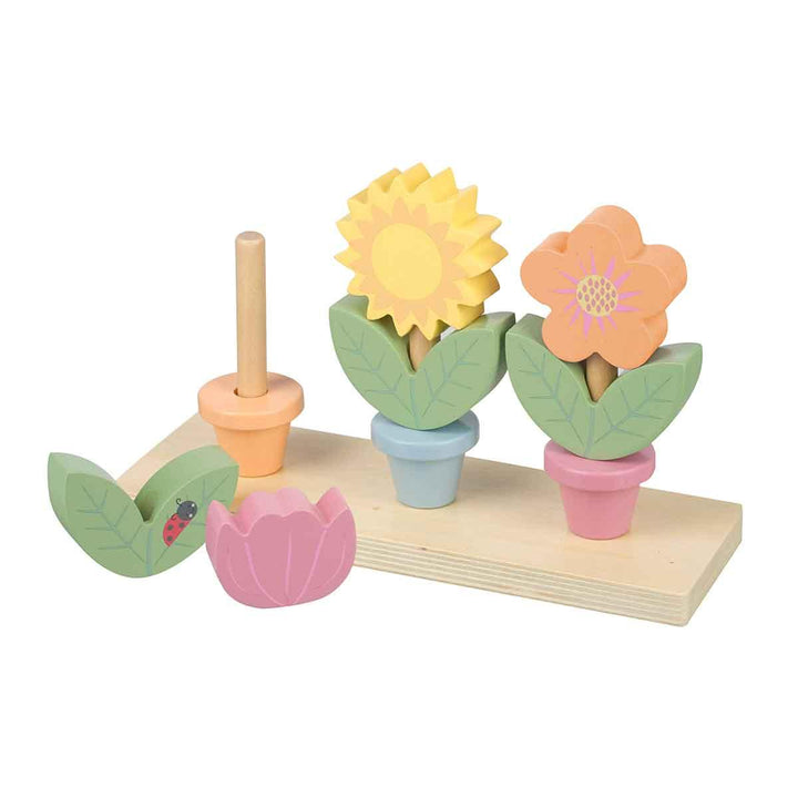 Orange Tree Toys Wooden Stacking Flower Pots Unstacked Picture