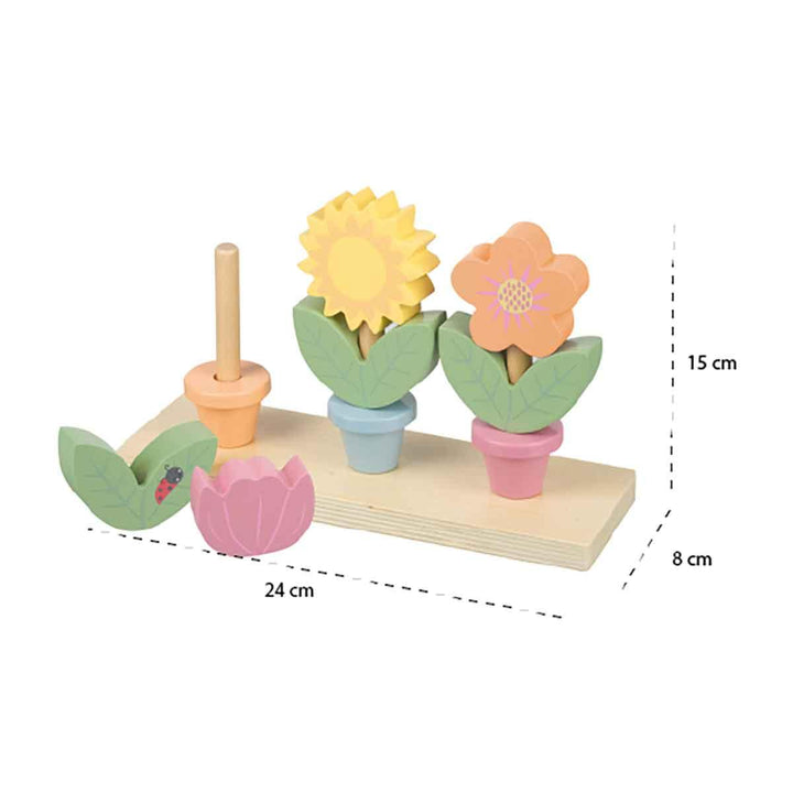 Orange Tree Toys Wooden Stacking Flower Pots Measurements Picture