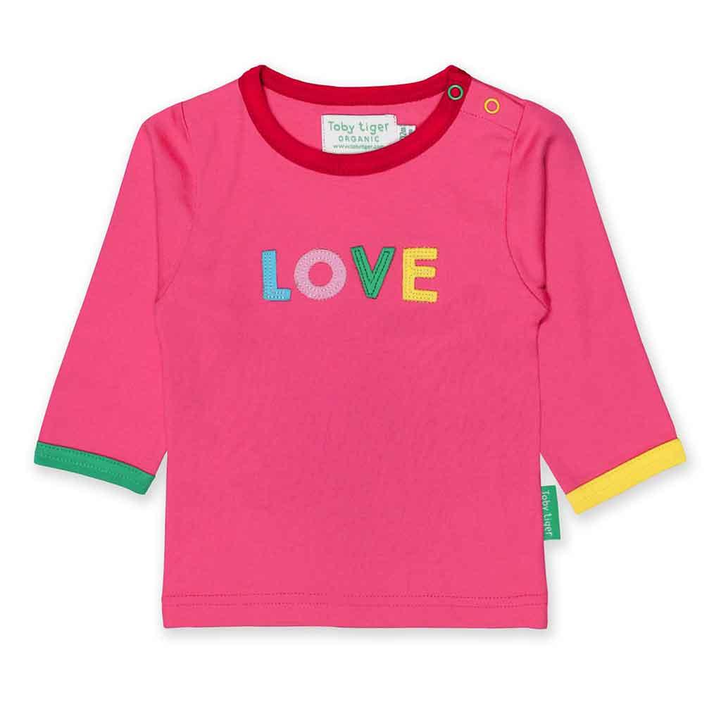 Toby Tiger GOTS Organic Cotton Pink Love T-Shirt Main Picture