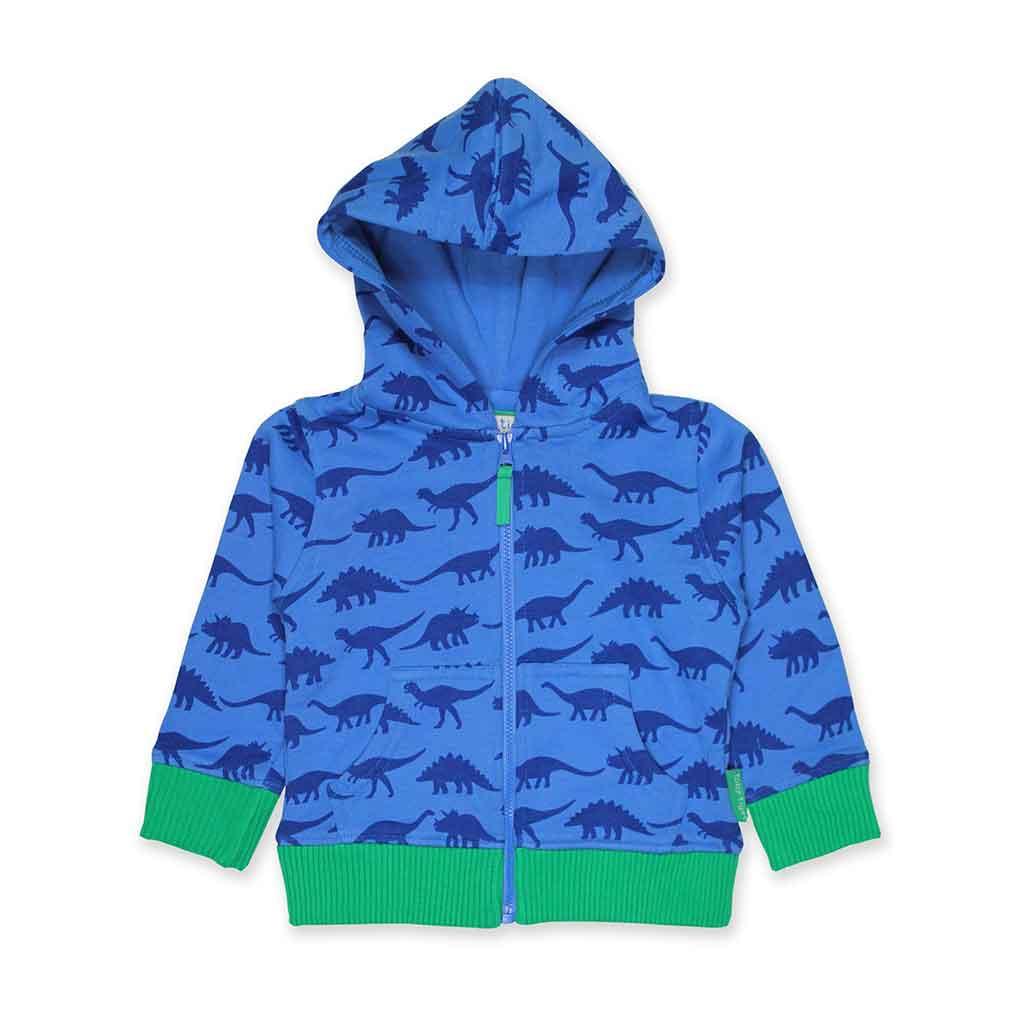 Toby Tiger GOTS Organic Cotton Blue Dinosaur Hoodie Main Picture