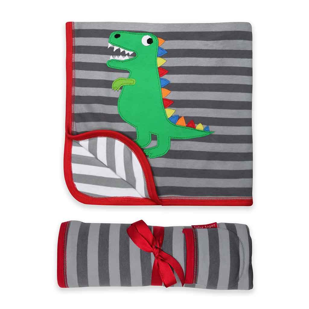 Toby Tiger GOTS Organic Cotton Trex Applique Blanket Main Picture